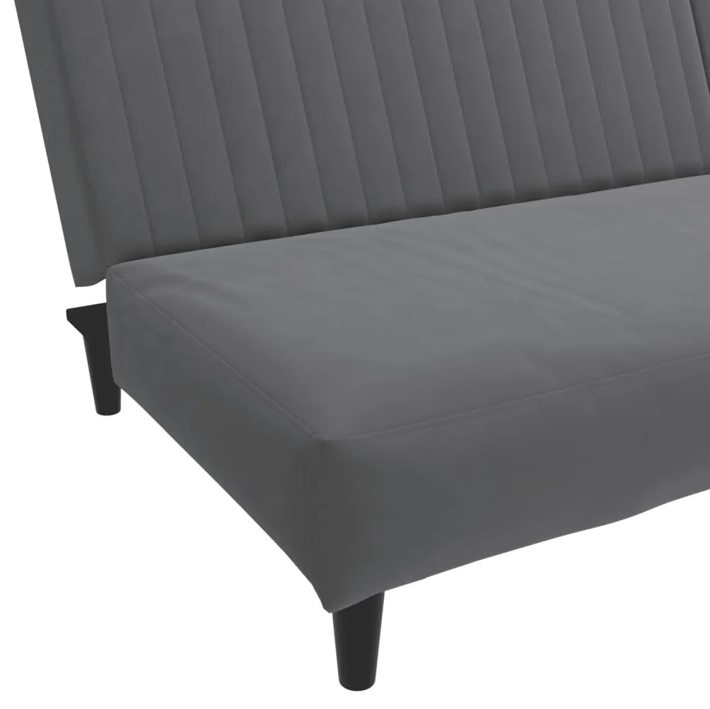 Sofá-cama de 2 lugares veludo cinzento-escuro