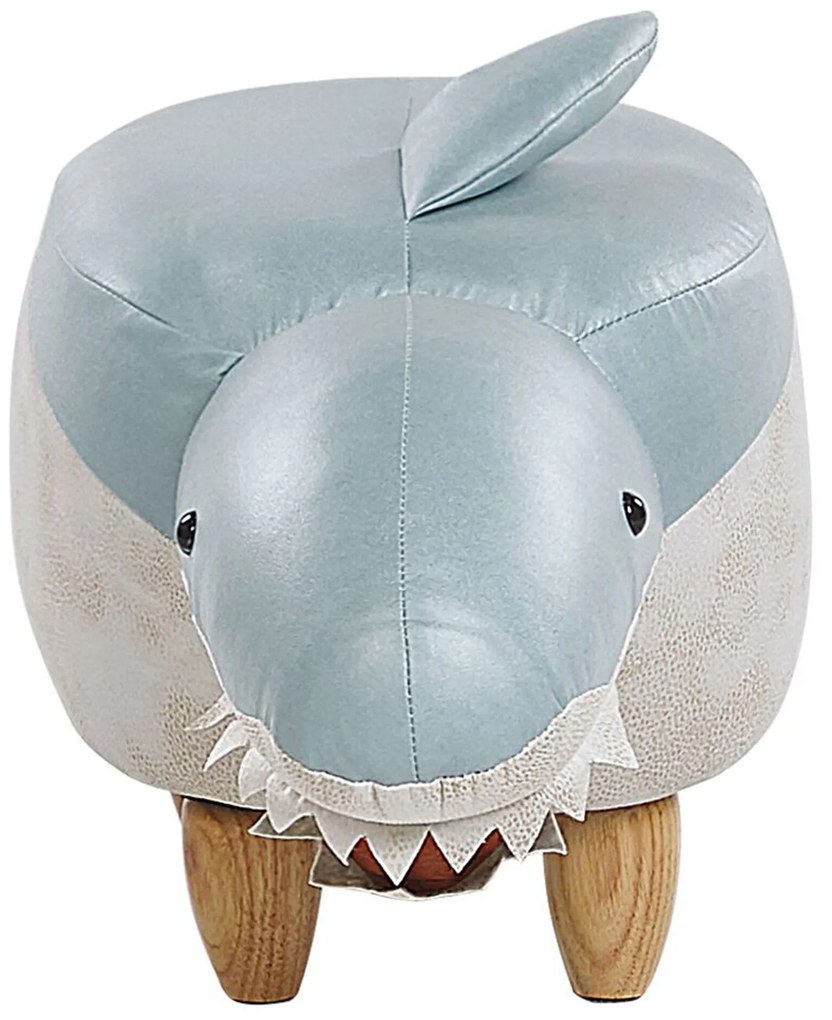 Tamborete em tecido azul e branco SHARK Beliani