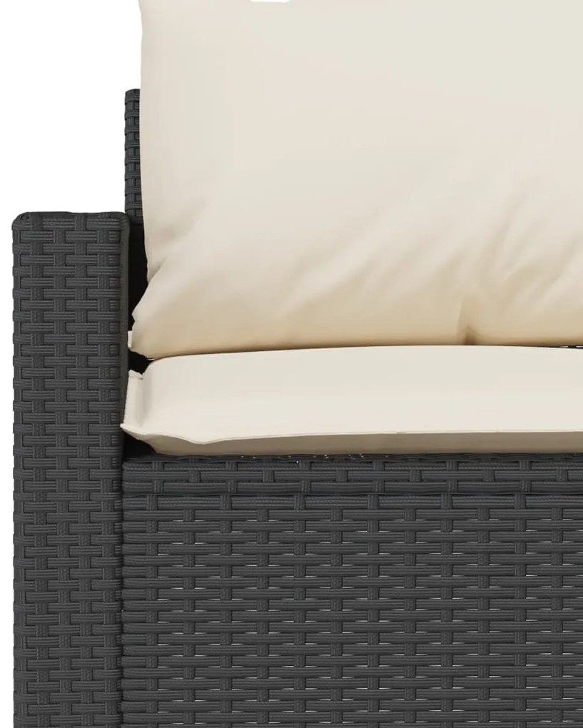 6 pcs conjunto sofás de jardim c/ almofadões vime PE preto