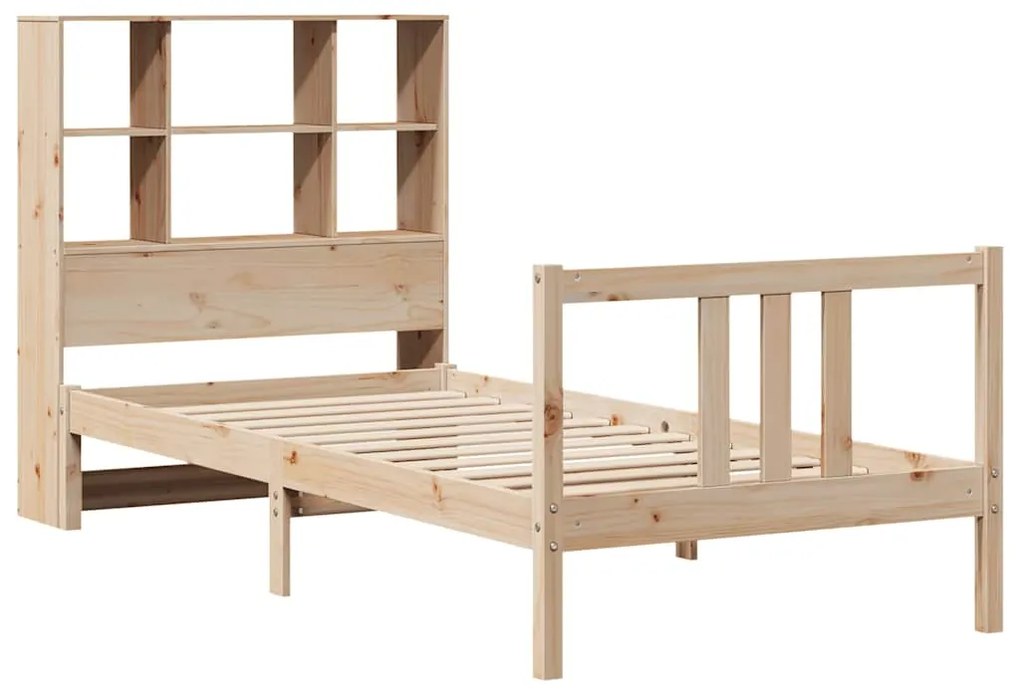 Cama com estante sem colchão 75x190 cm pinho maciço