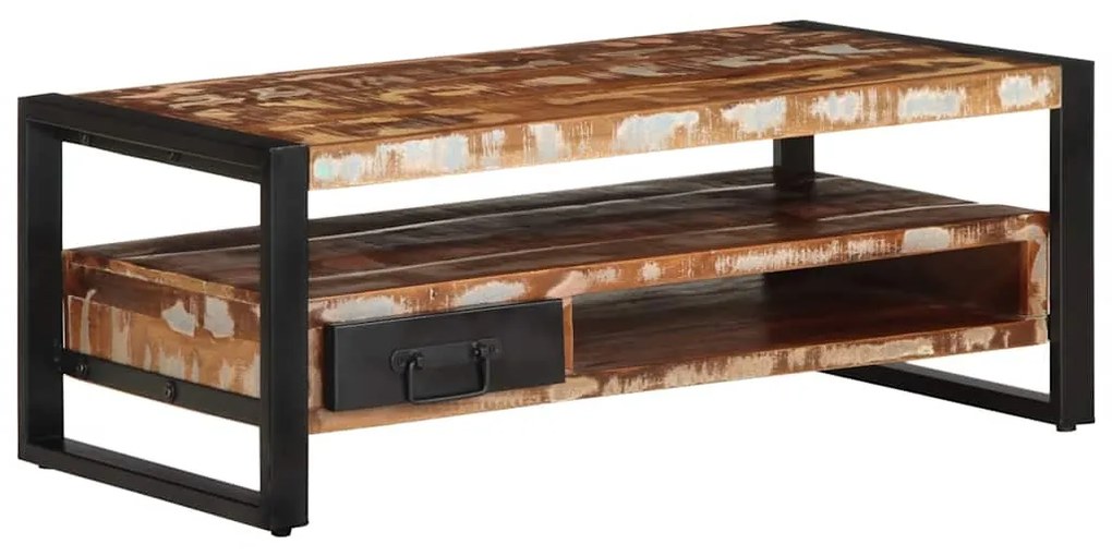 Mesa de centro multicor 90x50x36 cm madeira maciça recuperada