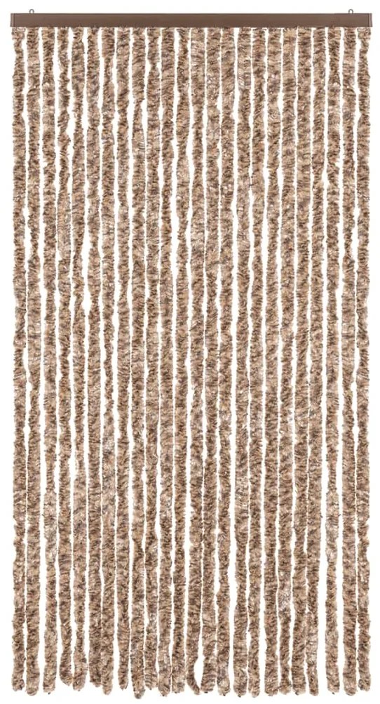 Cortina anti-insetos 100x220 cm chenille bege e castanho-escuro