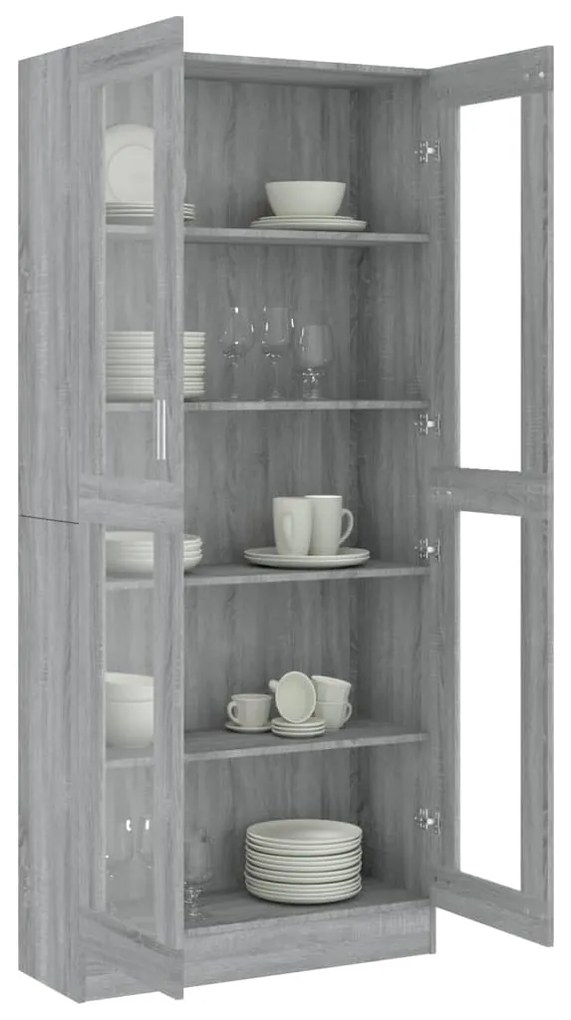 Vitrine 82,5x30,5x185,5 cm derivados madeira cinzento sonoma