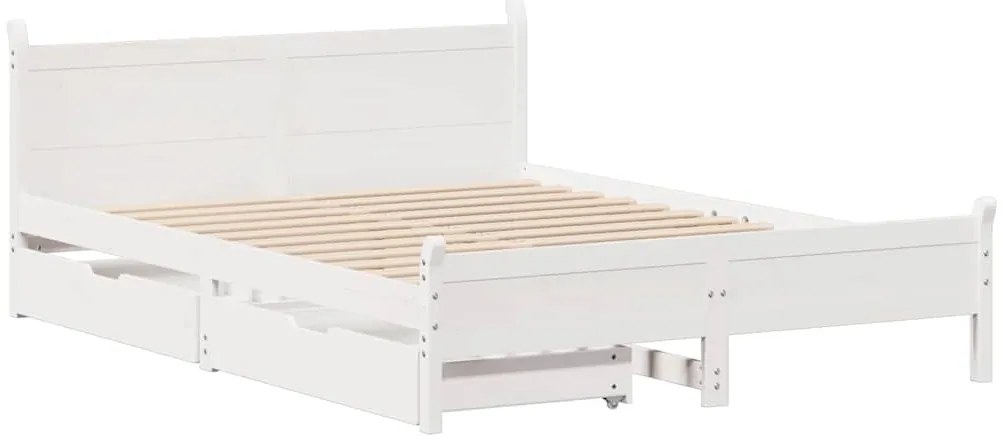 Cama sem colchão 120x190 cm madeira de pinho maciça branco