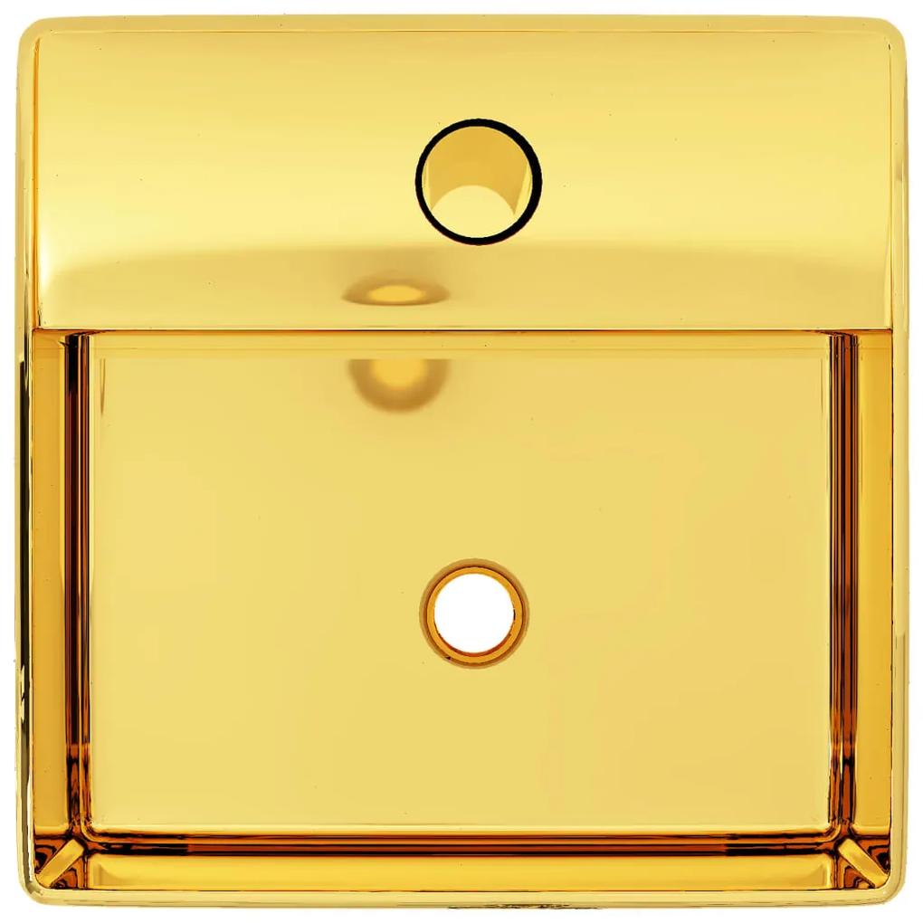 Lavatório c/ orifício torneira 38x30x11,5 cm cerâmica dourado