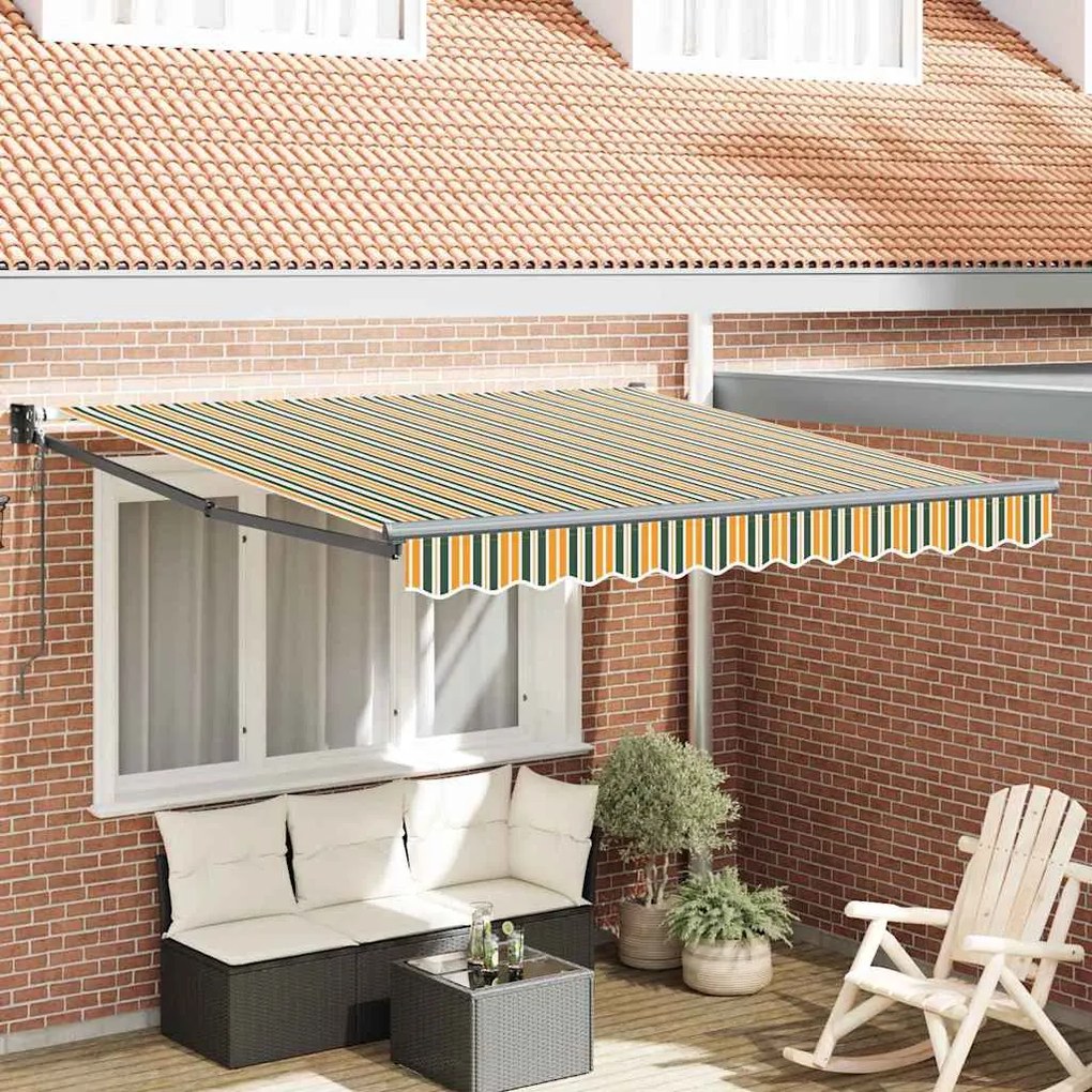 vidaXL Toldo Retrátil Automático Verde e Amarelo 300x250 cm