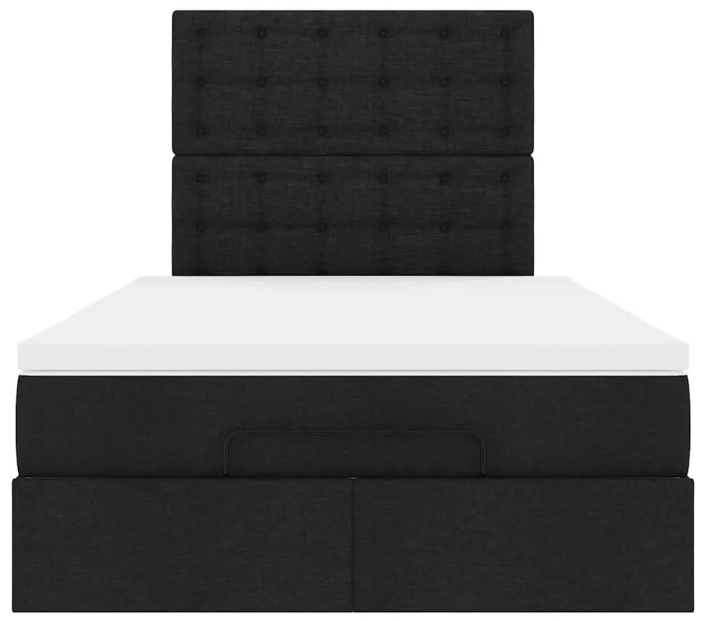 Estrutura de cama otomana com colchão preto 120x190 cm tecido