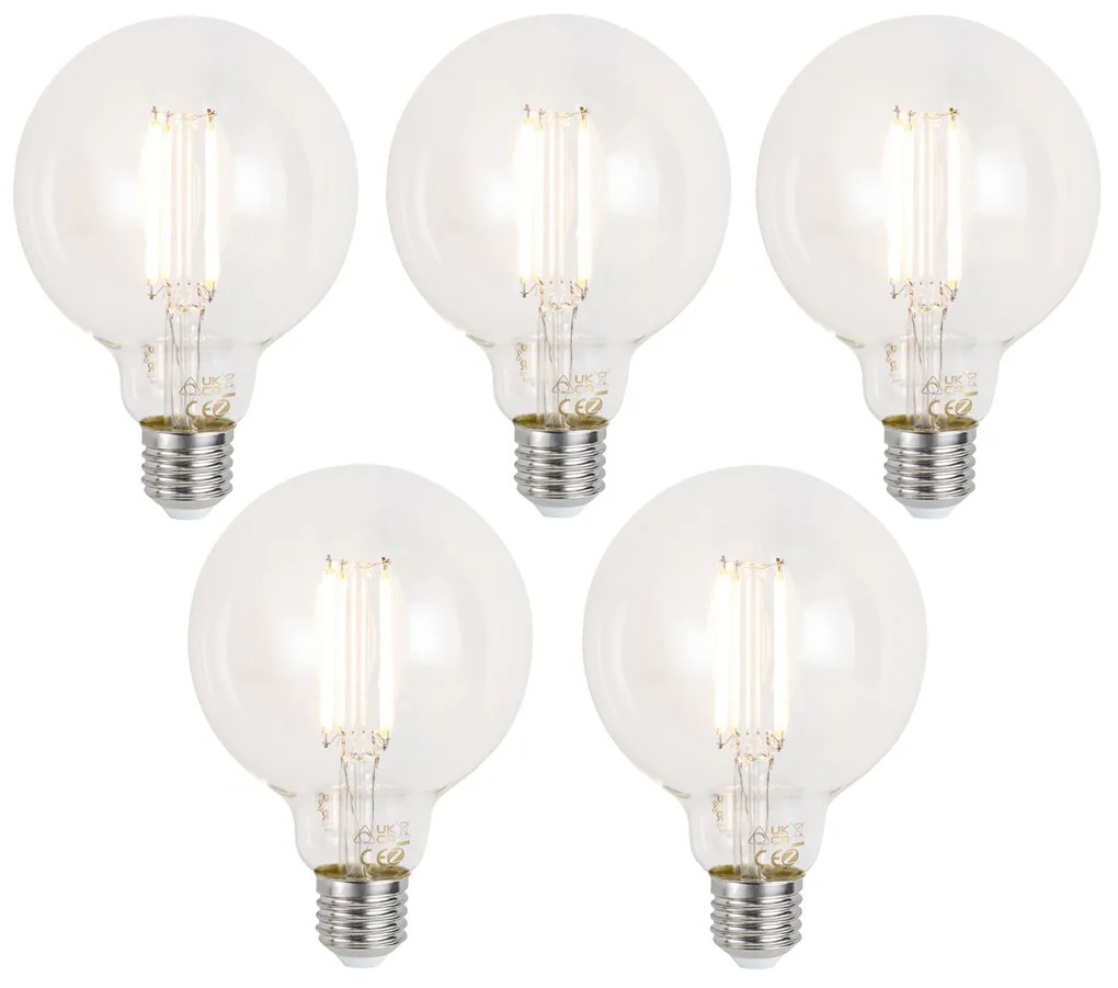 Conjunto de 5 lâmpadas LED E27 inteligentes reguláveis G95 transparentes 7W 806 lm 2700-6500K Zigbee