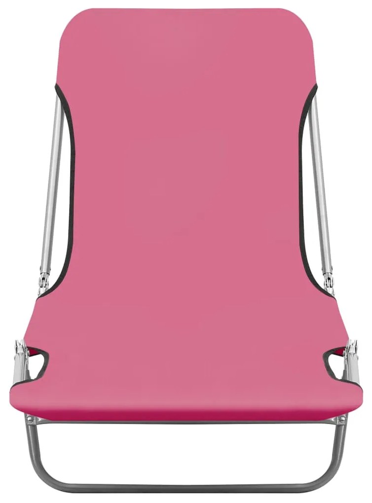 Espreguiçadeiras dobráveis 2 pcs aço e tecido rosa