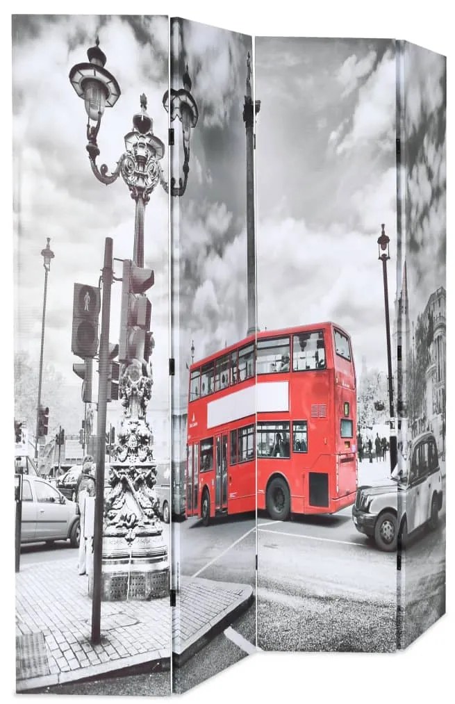 Biombo dobrável autocarro londrino 160x170 cm preto e branco