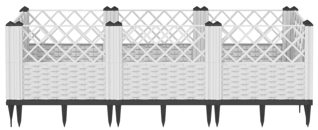 Vaso/floreira de jardim c/ estacas 123,5x43,5x43,5 cm PP branco