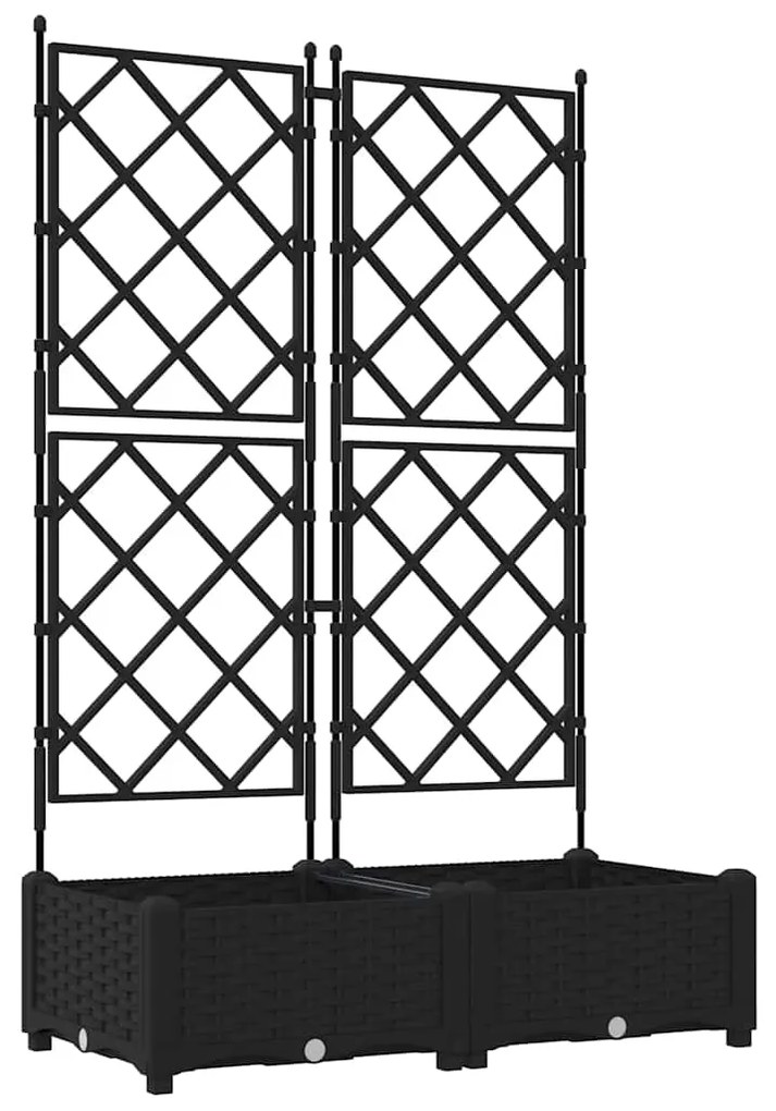 Jardineira com Treliça 2 pcs Preta 80x40x125.5 cm