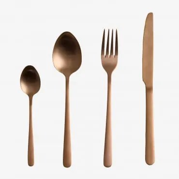 Conjunto De Talheres De 16 Peças Em Aço Inoxidável Sornia Ouro Rousa - Sklum