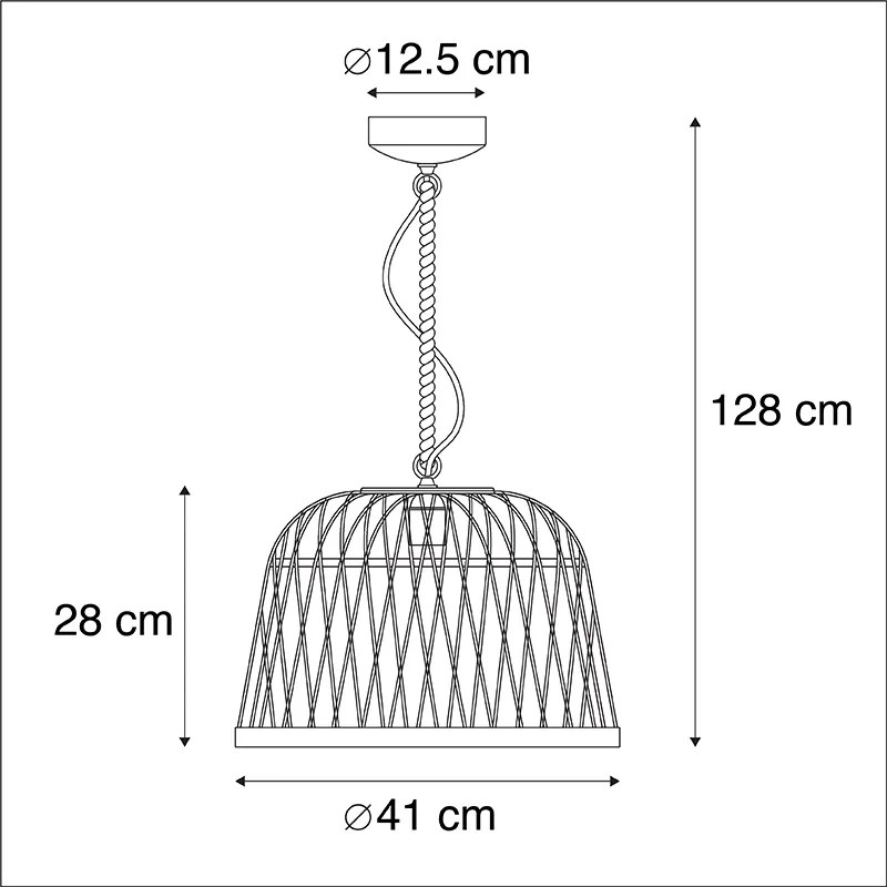 LED Candeeiro de suspensão rústico inteligente em vime com lâmpada WiFi G125 - Calamus Rústico