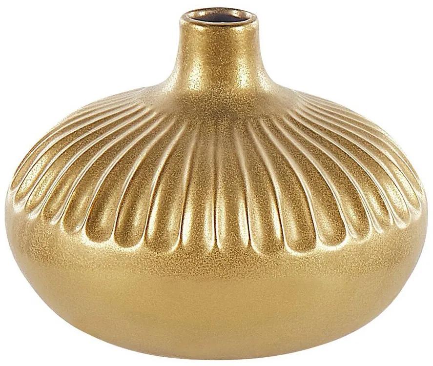 Vaso de cerâmica grés dourada 20 cm CERCEI Beliani