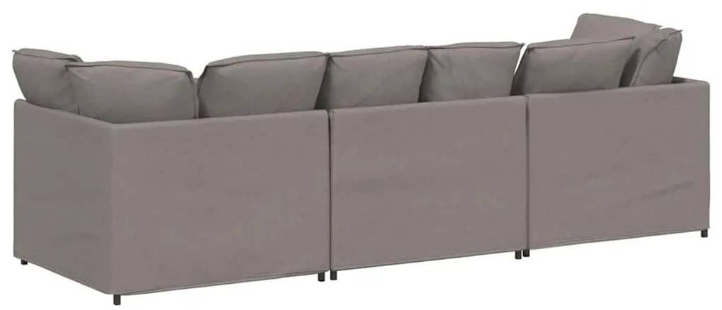 Sofá modular com almofadas tecido castanho-acinzentado