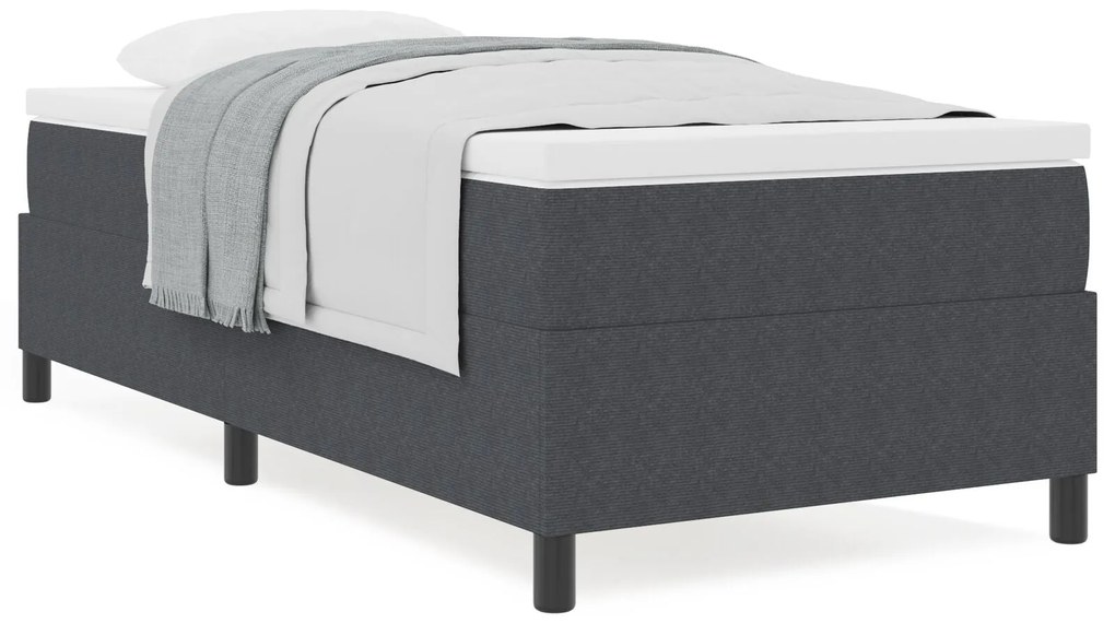 Cama Box Spring com Colchão Cinza Escuro Individual Tecido de Veludo C