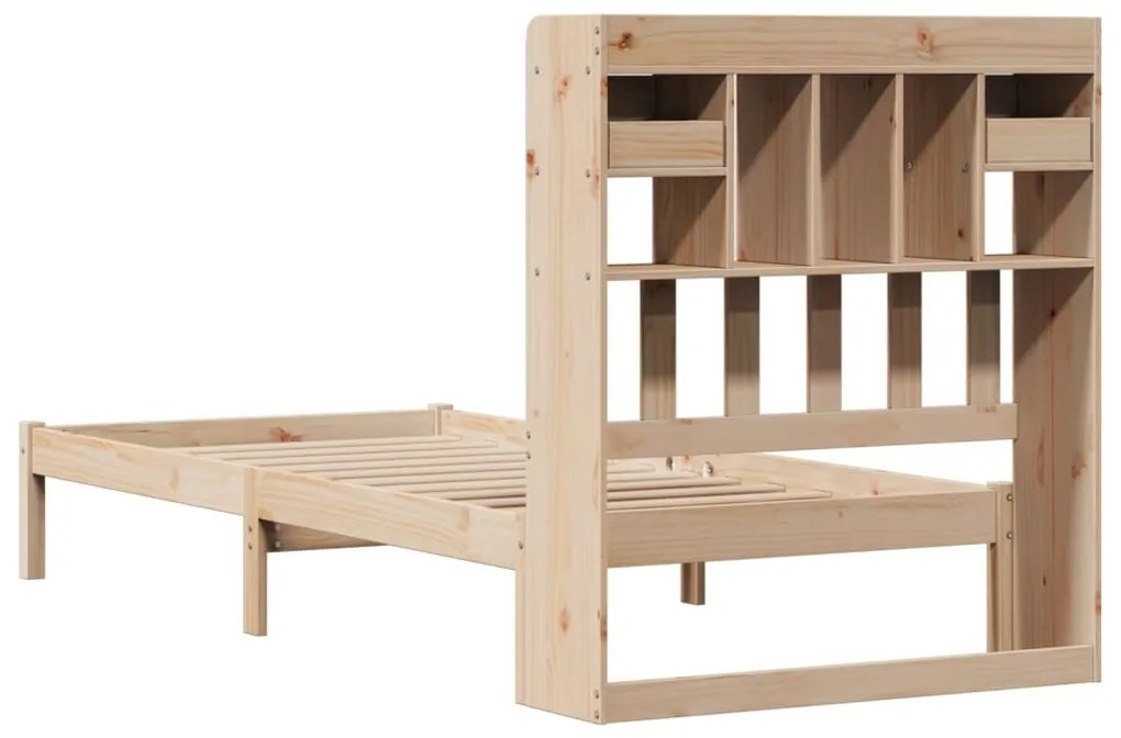 Cama com estante sem colchão 100x200 cm pinho maciço