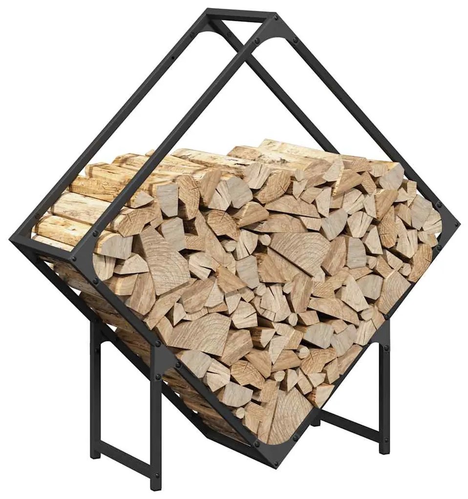 Suporte para lenha 80x25x80 cm aço laminado a frio preto