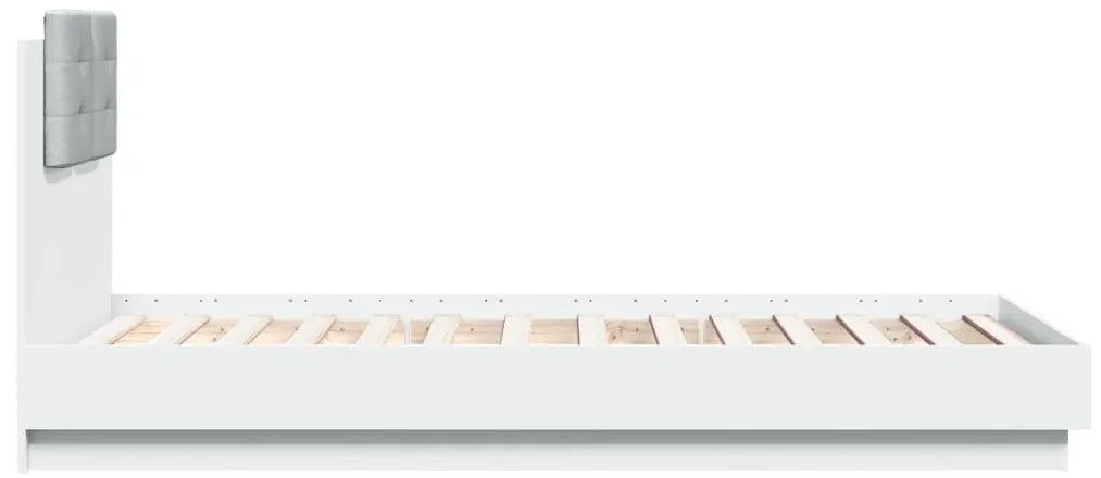 Estrutura de cama c/ cabeceira e luzes LED 90x190 cm branco