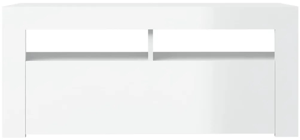 Móvel de TV com luzes LED 90x35x40 cm branco brilhante