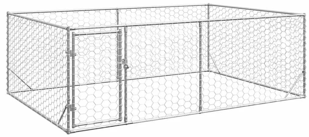 Canil exterior para cães com porta 3x2x1 m aço galvanizado