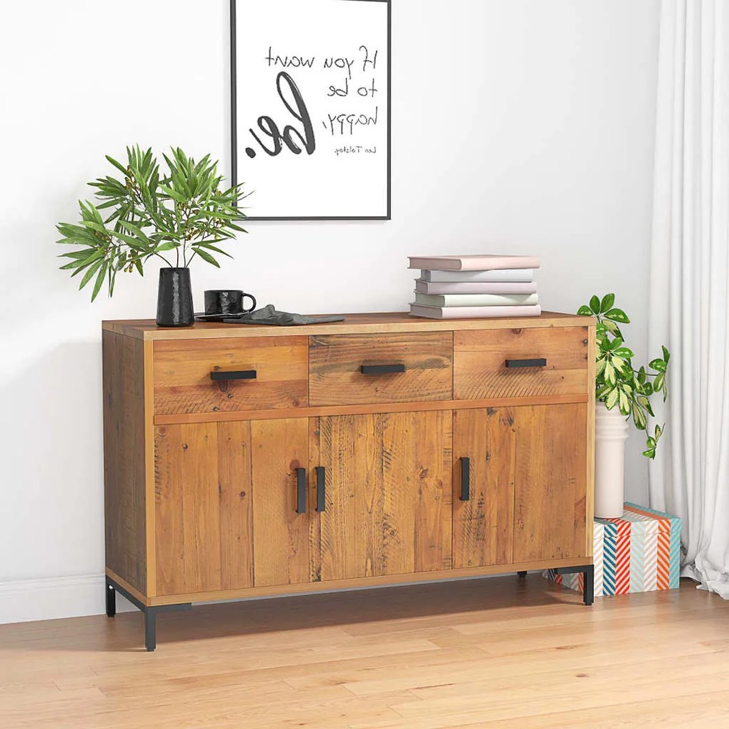 vidaXL Aparador 110x35x70 cm pinho maciço castanho