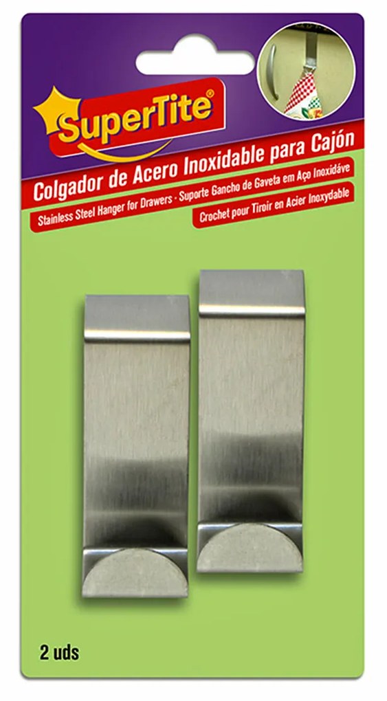 Cabide Adesivo Supertite Inox Pack 2