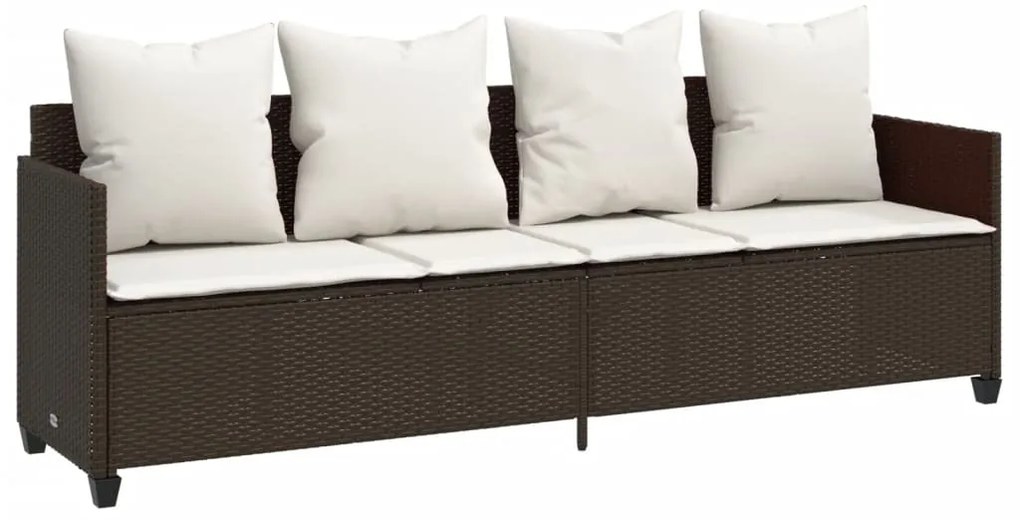 5 pcs conjunto sofás p/ jardim c/ almofadões vime PE castanho