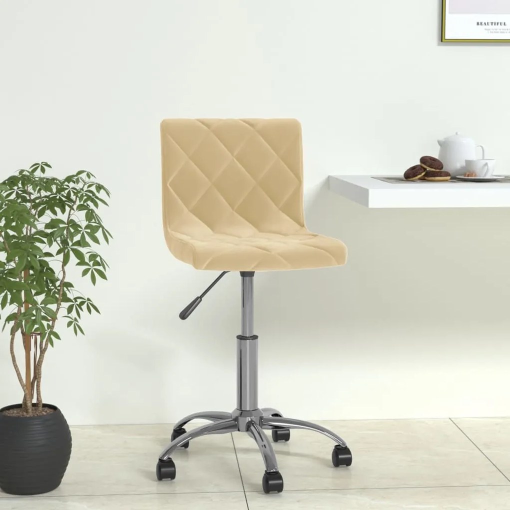 vidaXL Cadeira de jantar giratória veludo cor creme
