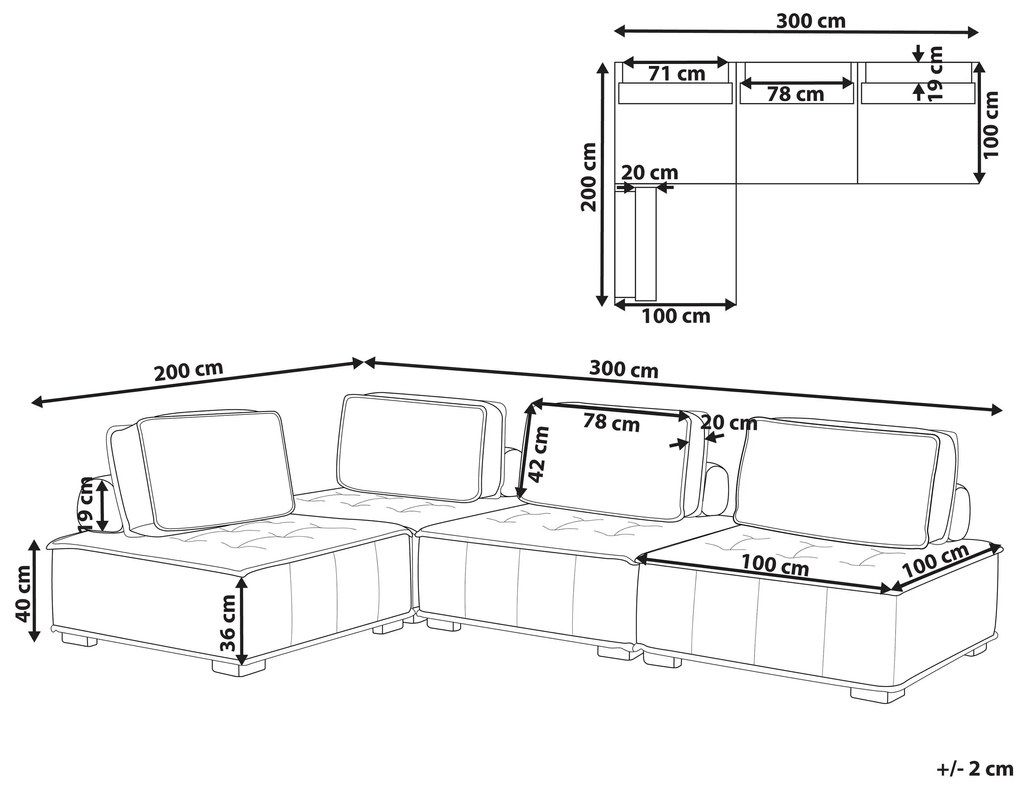 Sofá de canto modular para 4 pessoas em rosa TIBRO Beliani