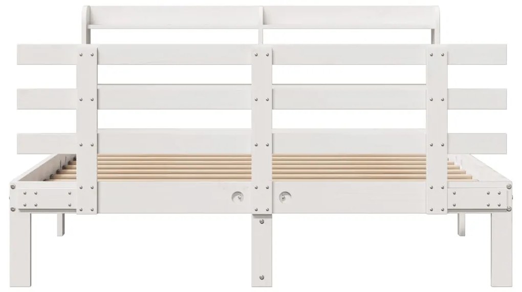 Estrutura de cama c/ cabeceira 150x200 cm pinho maciço branco