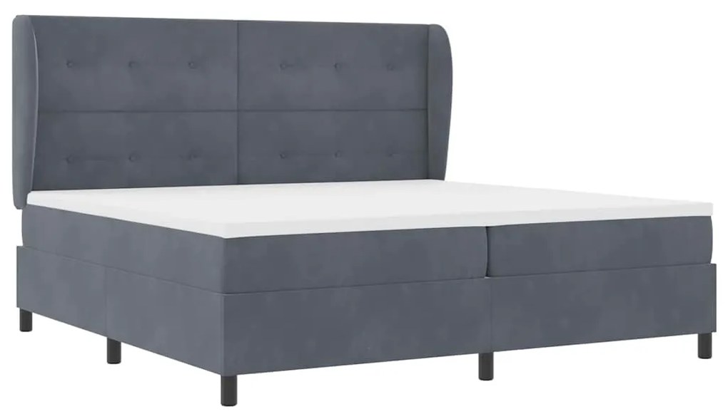 Cama com Estrado e Colchão Cinza Escuro 200x200 cm em Veludo