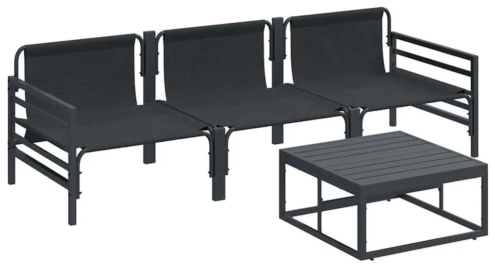 Conjunto de Sofá de Jardim 4 pcs Cinzento-escuro Aço