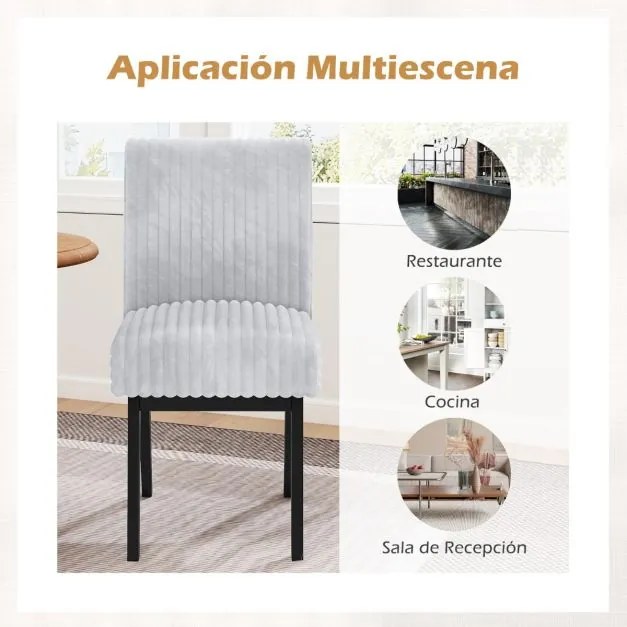 Conjunto de 2 cadeiras de jantar e cozinha (MESA NÃO INCLUIDA) , estofadas em tecido, assento e encosto acolchoados, pernas em madeira e borracha pret