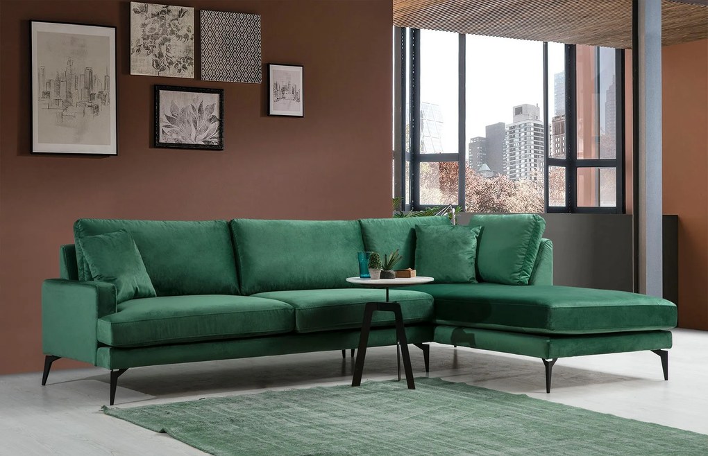 Sofá de Canto Papira – Verde – 283 x 180 cm