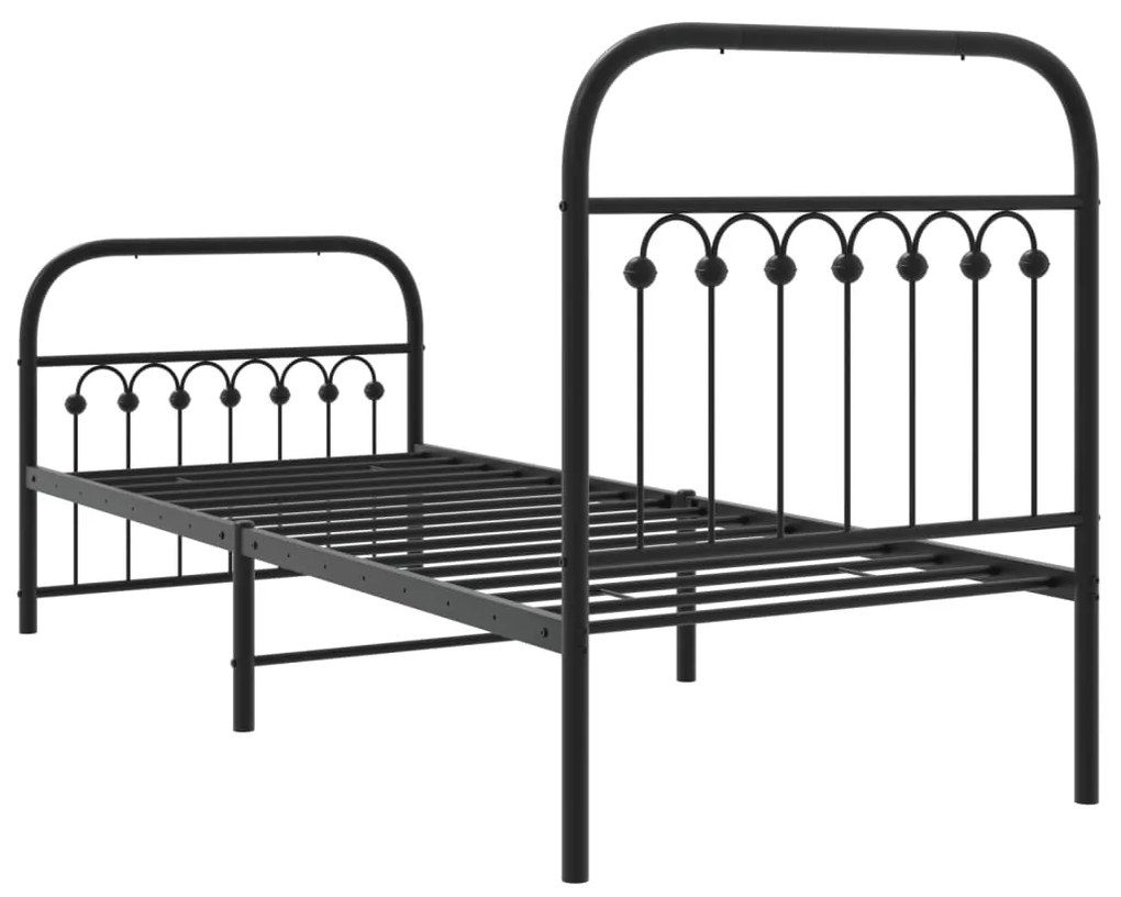 Estrutura de cama com cabeceira e pés 80x200 cm metal preto