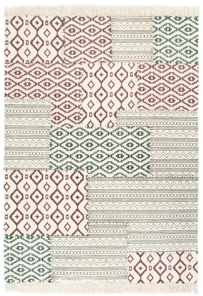 vidaXL Tapete Kilim tecido à mão 120x180 cm algodão padrão multicor