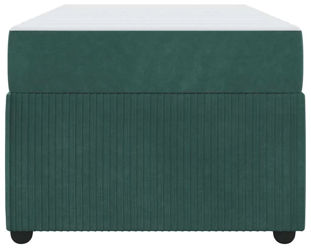 Estrutura de cama com colchão Verde-escuro 90 x 190 cm Veludo