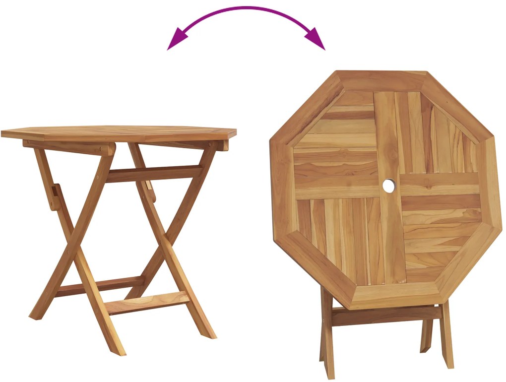Conjunto Bistro de Jardim Dobrável de 3 Peças de Madeira Sólida de Acá