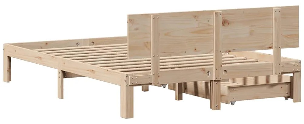 Estrutura de cama c/ gavetas 140x200 cm madeira de pinho maciça