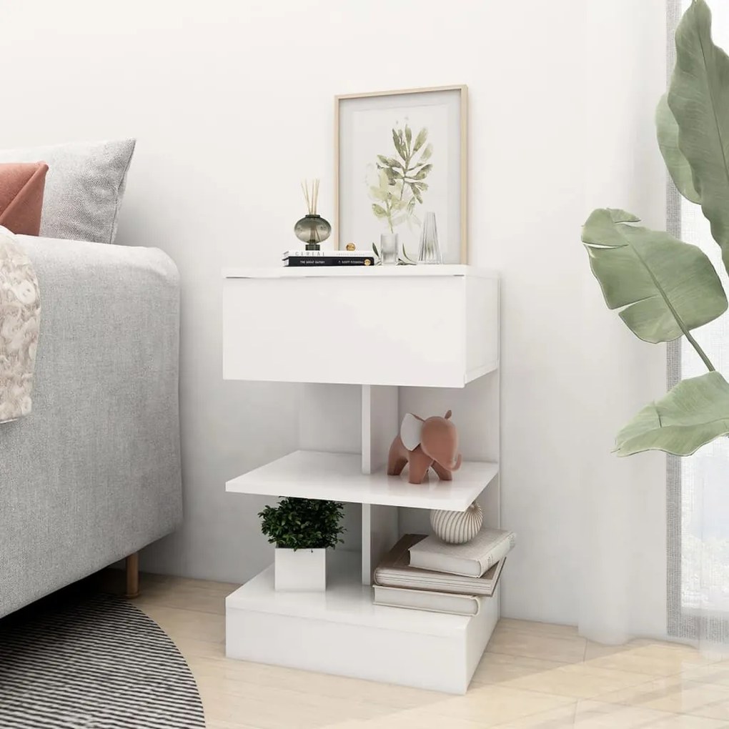 Mesa de cabeceira 40x35x65 cm derivados de madeira branco