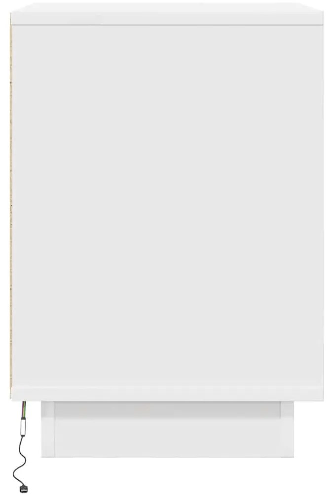 Mesas cabeceira c/ luzes LED 2 pcs 38x34x50 cm branco