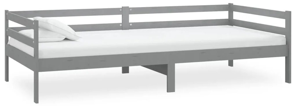 Sofá-cama com colchão 90x200 cm pinho maciço cinzento