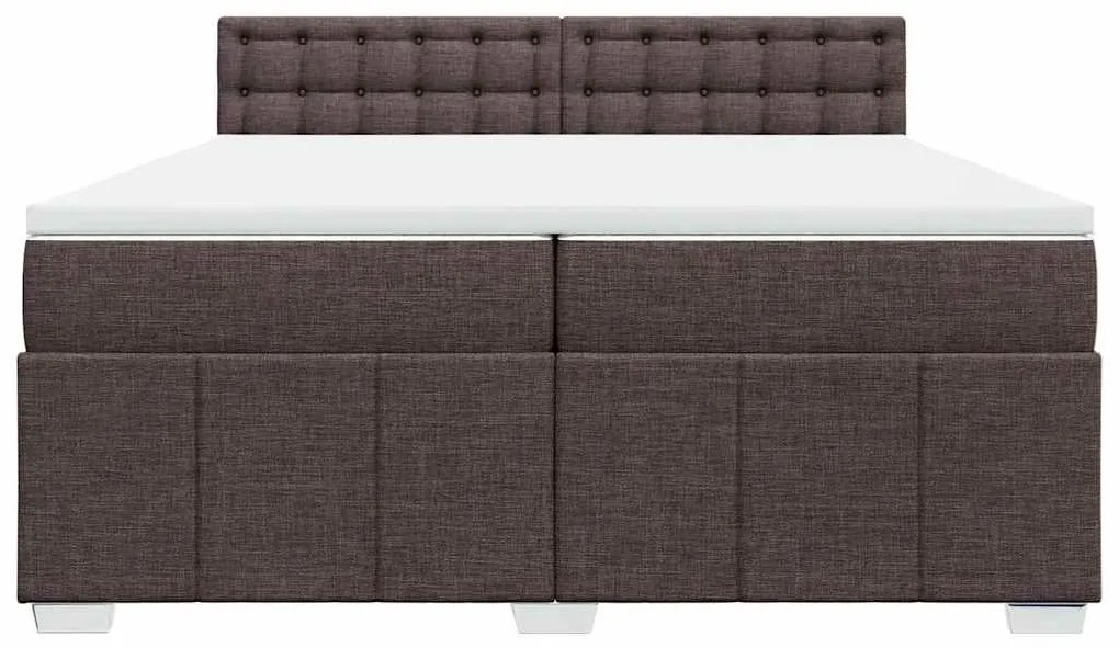 Cama com molas/colchão 200x200 cm tecido castanho-escuro