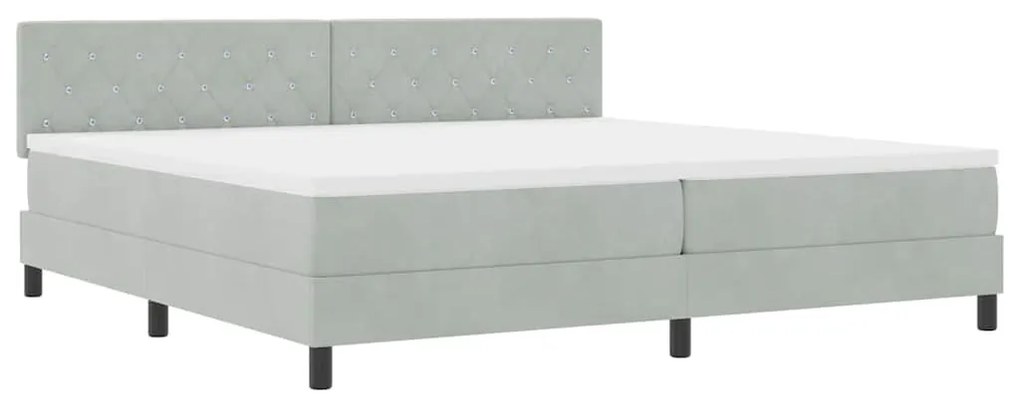 Cama Box Spring vidaXL com Colchão Cinza Claro 200x200 cm Veludo