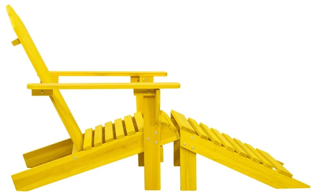 Cadeira Adirondack para jardim com otomano abeto maciço amarelo