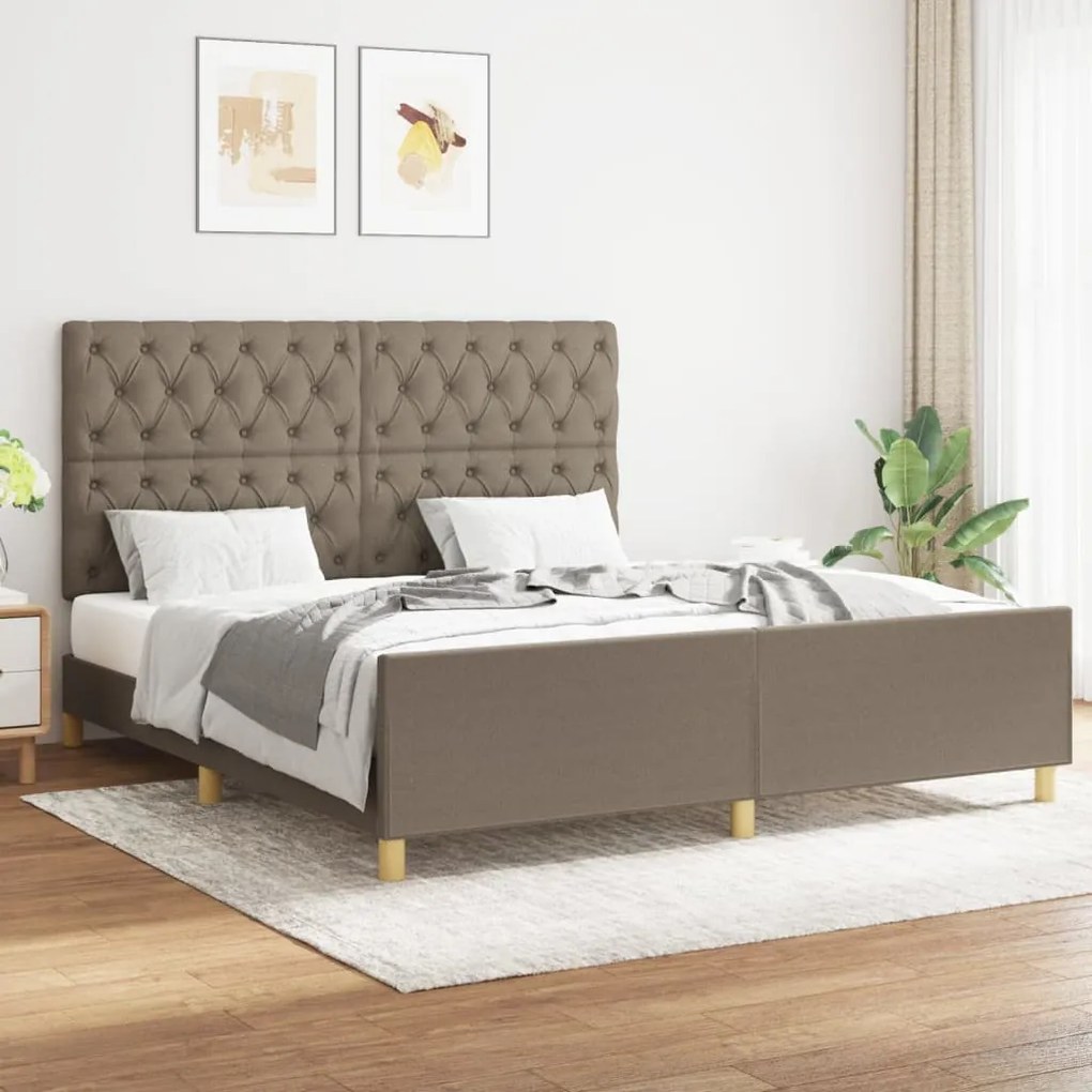 Cama sem colchão 160x200 cm tecido castanho-acinzentado