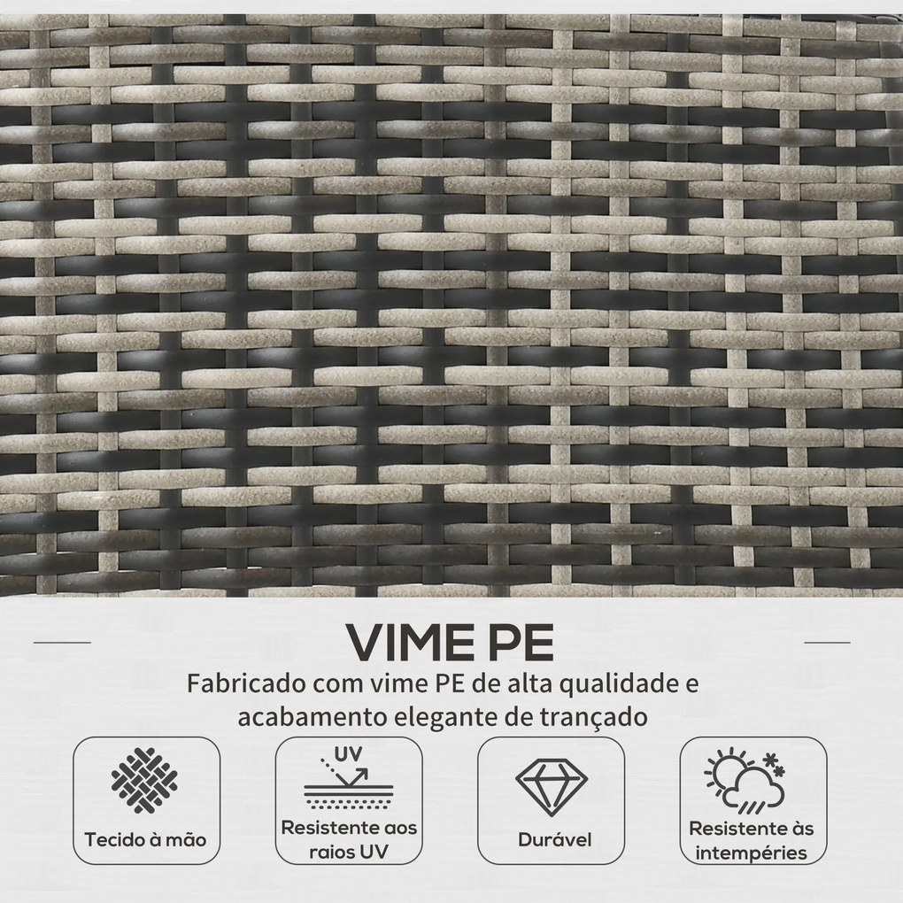 Conjunto de Jardim 6 Peças em Vime Sintético – Modena Gris – Cinzento