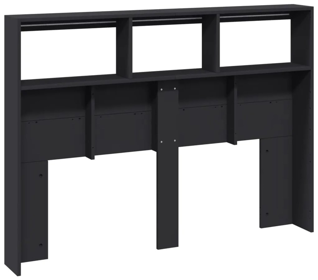 Armário de cabeceira com luzes LED 140x17x102 cm preto